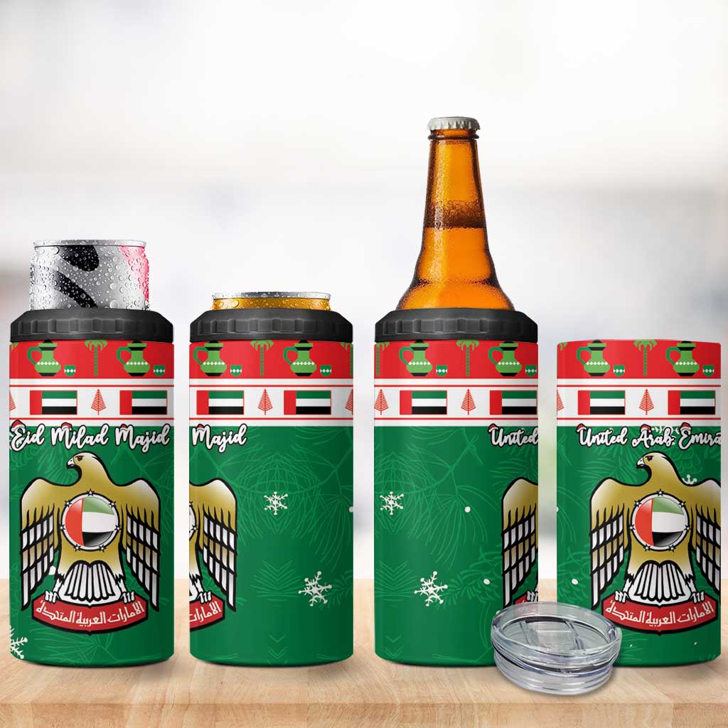 United Arab Emirates Christmas 4 in 1 Can Cooler Tumbler Coat Of Arms Eid Milad Majid - Wonder Print Shop