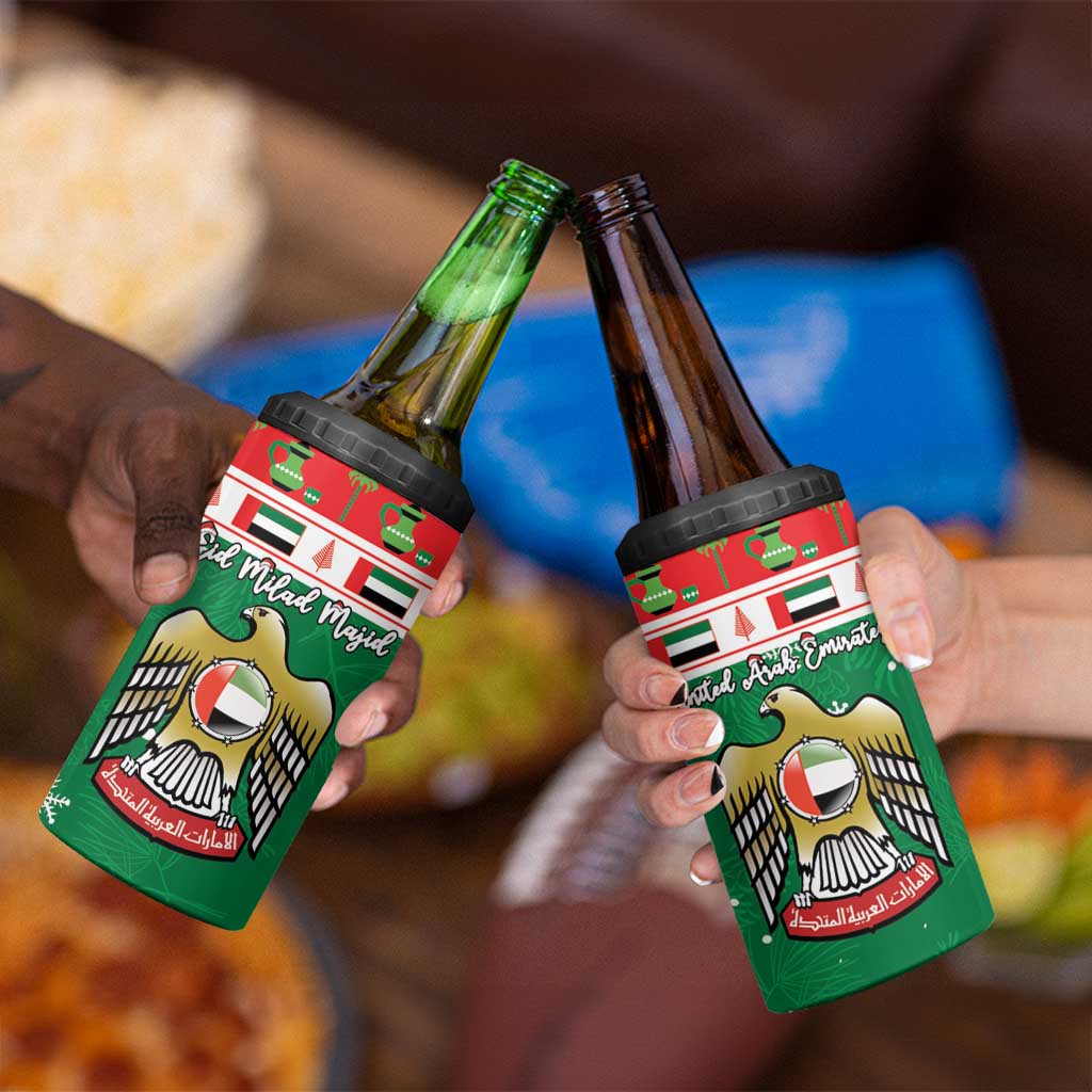 United Arab Emirates Christmas 4 in 1 Can Cooler Tumbler Coat Of Arms Eid Milad Majid - Wonder Print Shop