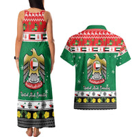 United Arab Emirates Christmas Couples Matching Tank Maxi Dress and Hawaiian Shirt Coat Of Arms Eid Milad Majid - Wonder Print Shop