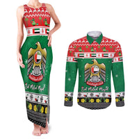 United Arab Emirates Christmas Couples Matching Tank Maxi Dress and Long Sleeve Button Shirt Coat Of Arms Eid Milad Majid - Wonder Print Shop