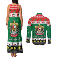 United Arab Emirates Christmas Couples Matching Tank Maxi Dress and Long Sleeve Button Shirt Coat Of Arms Eid Milad Majid - Wonder Print Shop