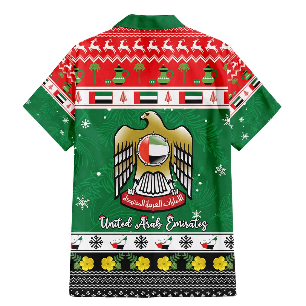 United Arab Emirates Christmas Family Matching Mermaid Dress and Hawaiian Shirt Coat Of Arms Eid Milad Majid - Wonder Print Shop