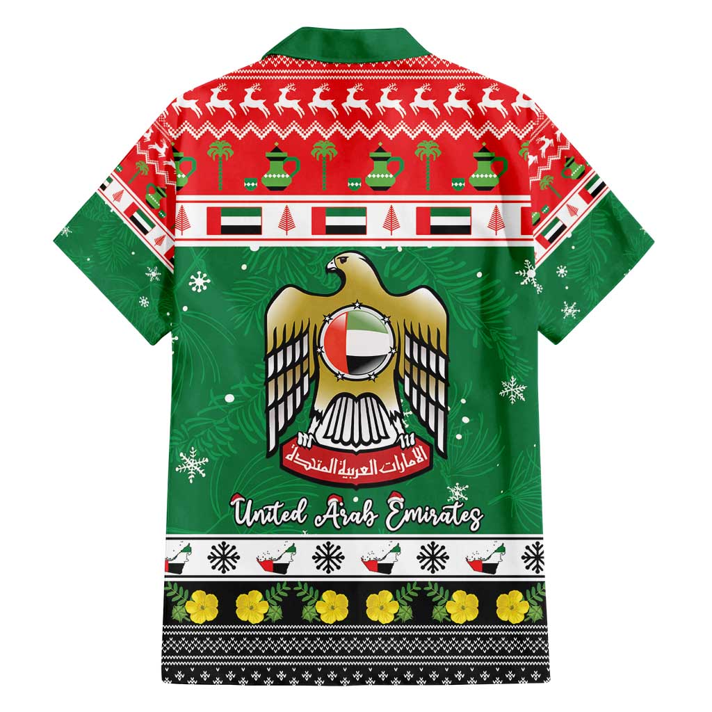 United Arab Emirates Christmas Family Matching Off Shoulder Maxi Dress and Hawaiian Shirt Coat Of Arms Eid Milad Majid - Wonder Print Shop
