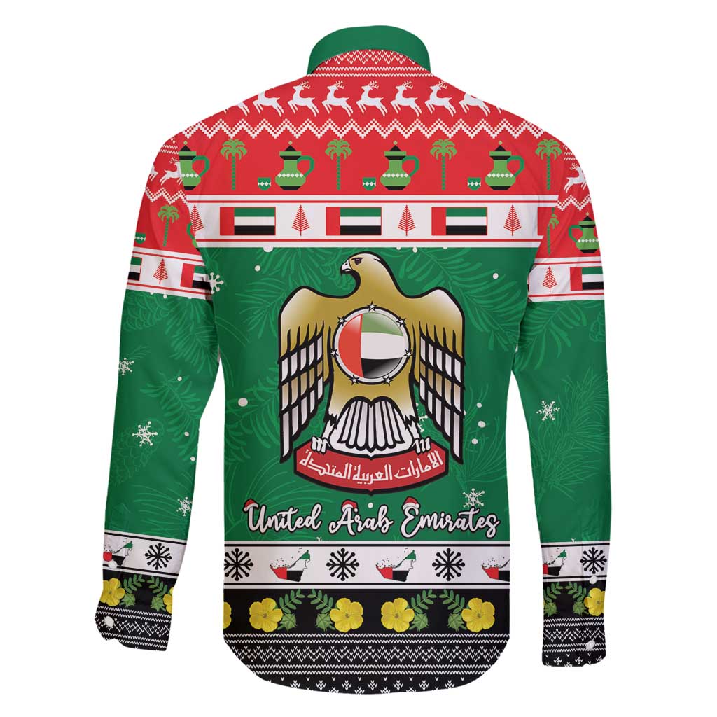 United Arab Emirates Christmas Family Matching Off Shoulder Short Dress and Hawaiian Shirt Coat Of Arms Eid Milad Majid - Wonder Print Shop