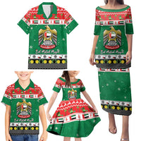 United Arab Emirates Christmas Family Matching Puletasi and Hawaiian Shirt Coat Of Arms Eid Milad Majid - Wonder Print Shop