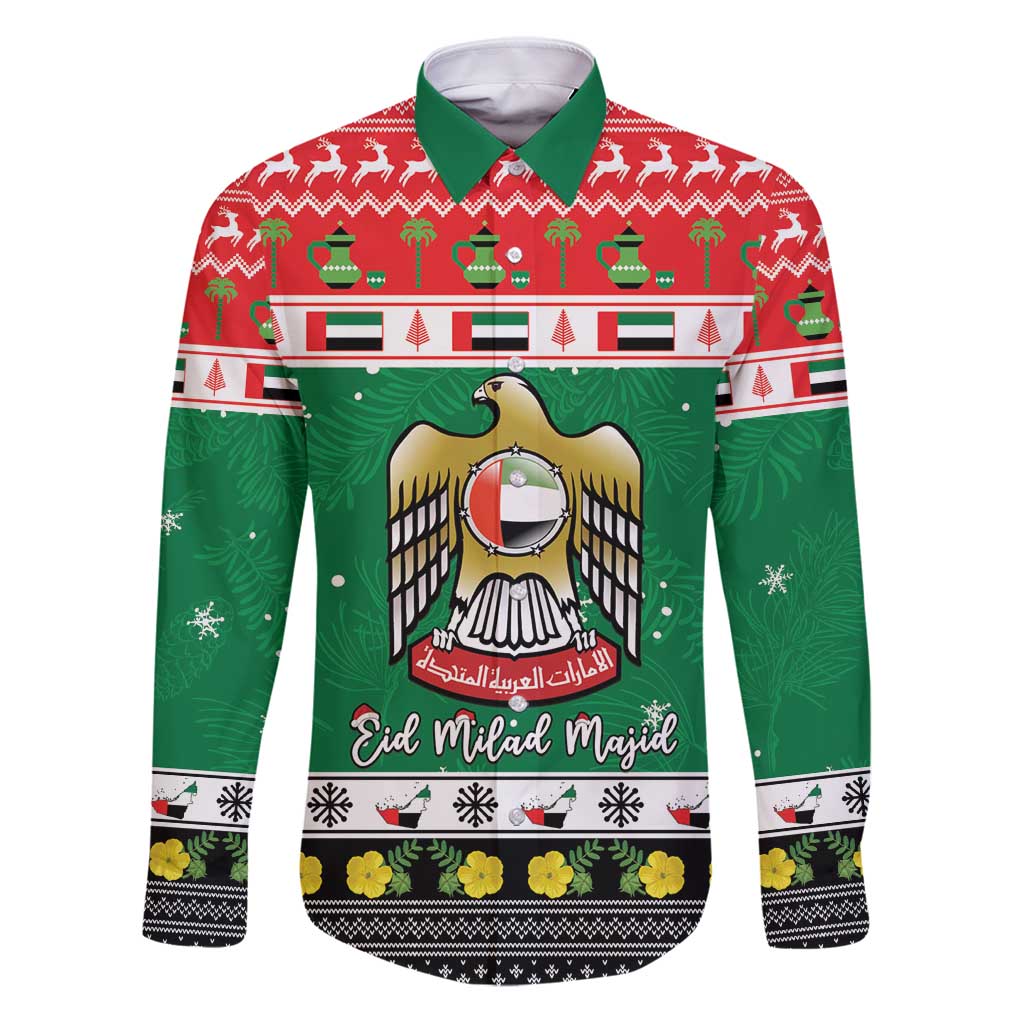 United Arab Emirates Christmas Family Matching Puletasi and Hawaiian Shirt Coat Of Arms Eid Milad Majid - Wonder Print Shop