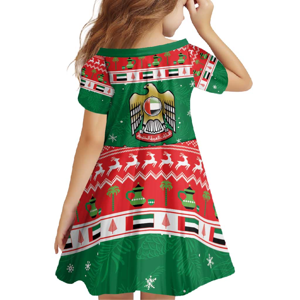 United Arab Emirates Christmas Family Matching Summer Maxi Dress and Hawaiian Shirt Coat Of Arms Eid Milad Majid - Wonder Print Shop
