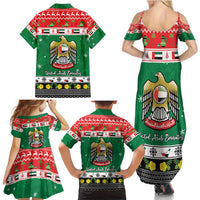 United Arab Emirates Christmas Family Matching Summer Maxi Dress and Hawaiian Shirt Coat Of Arms Eid Milad Majid - Wonder Print Shop