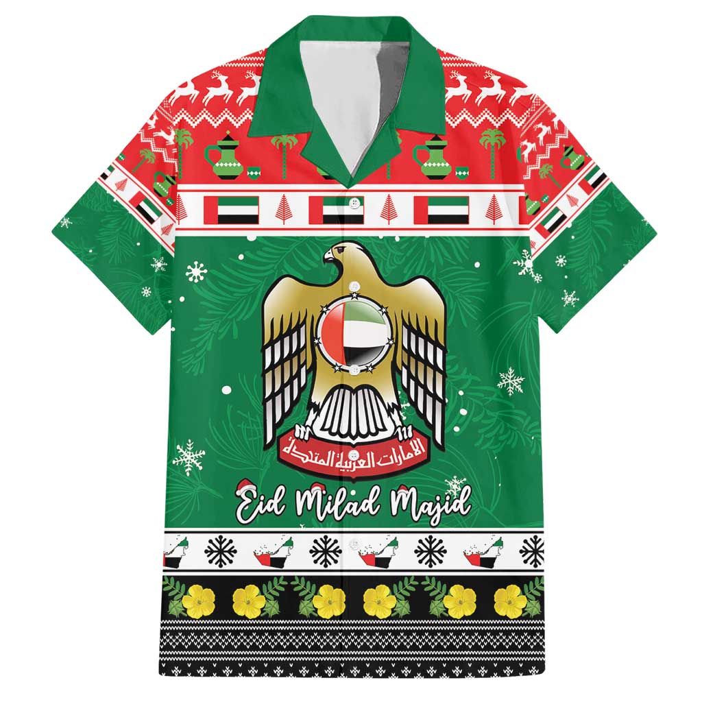 United Arab Emirates Christmas Hawaiian Shirt Coat Of Arms Eid Milad Majid - Wonder Print Shop