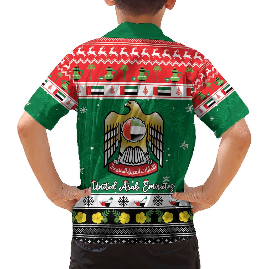 United Arab Emirates Christmas Hawaiian Shirt Coat Of Arms Eid Milad Majid - Wonder Print Shop