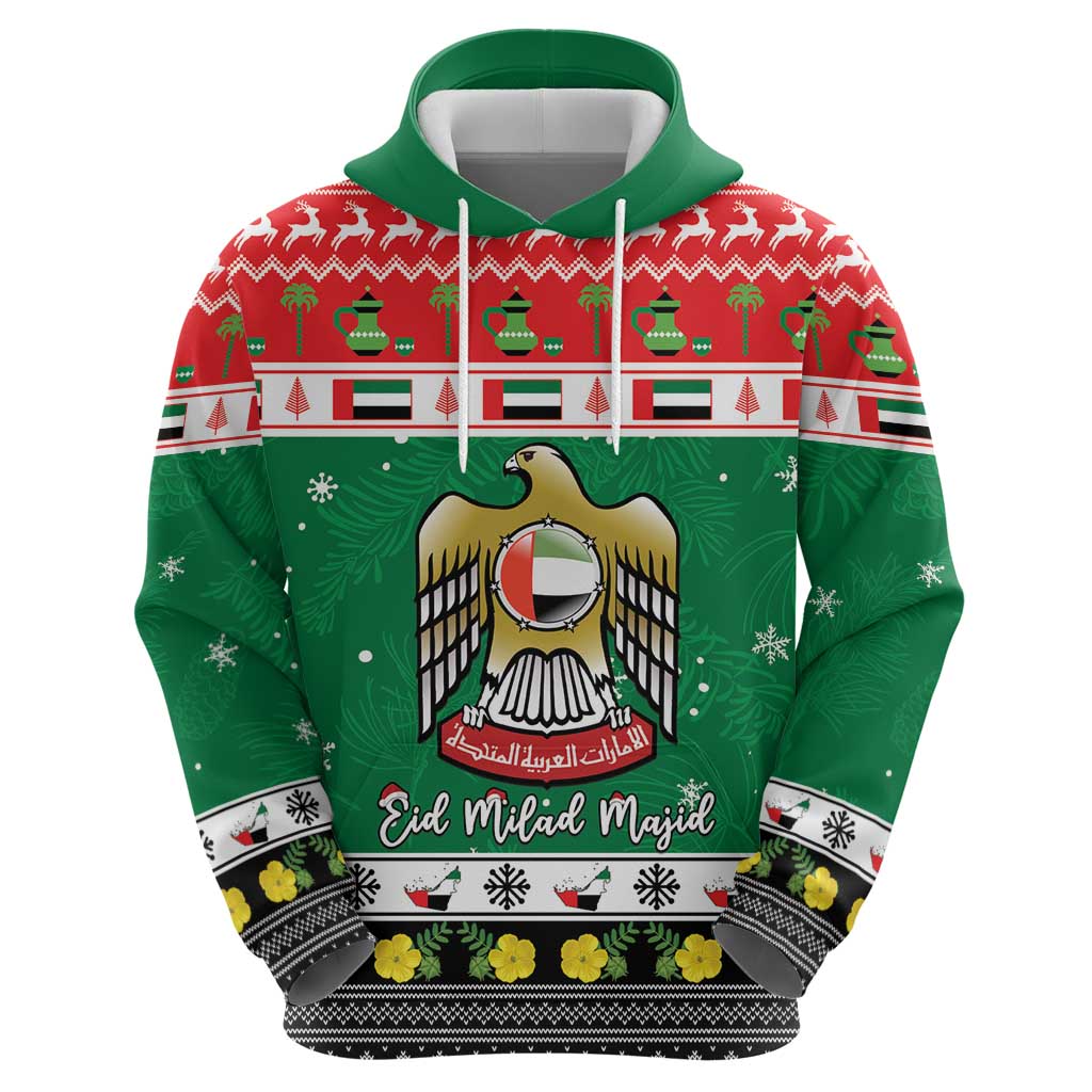 United Arab Emirates Christmas Hoodie Coat Of Arms Eid Milad Majid - Wonder Print Shop