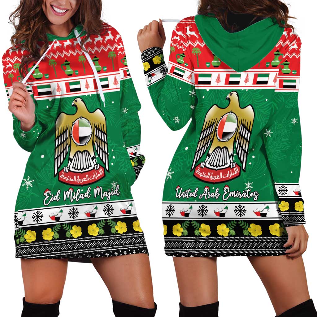 United Arab Emirates Christmas Hoodie Dress Coat Of Arms Eid Milad Majid - Wonder Print Shop