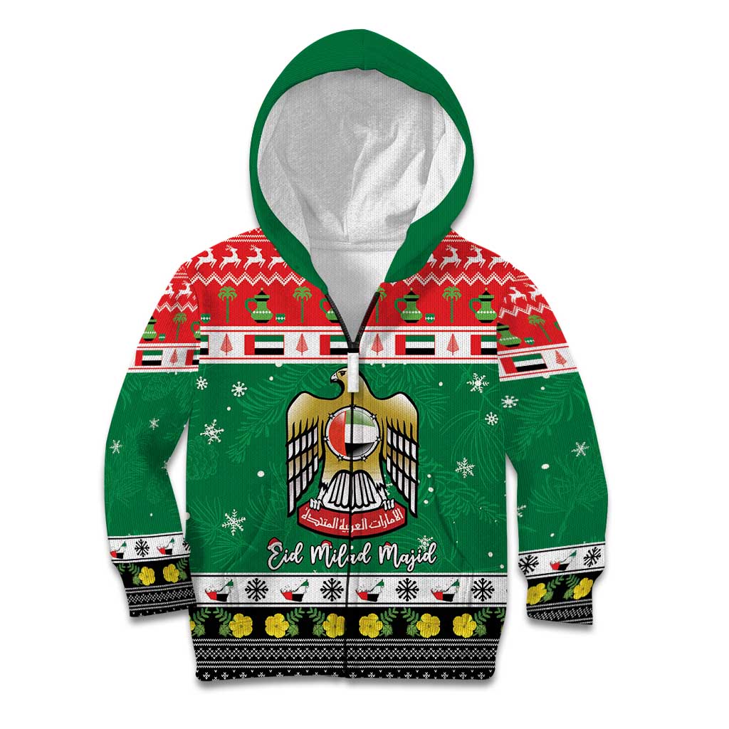 United Arab Emirates Christmas Kid Hoodie Coat Of Arms Eid Milad Majid - Wonder Print Shop