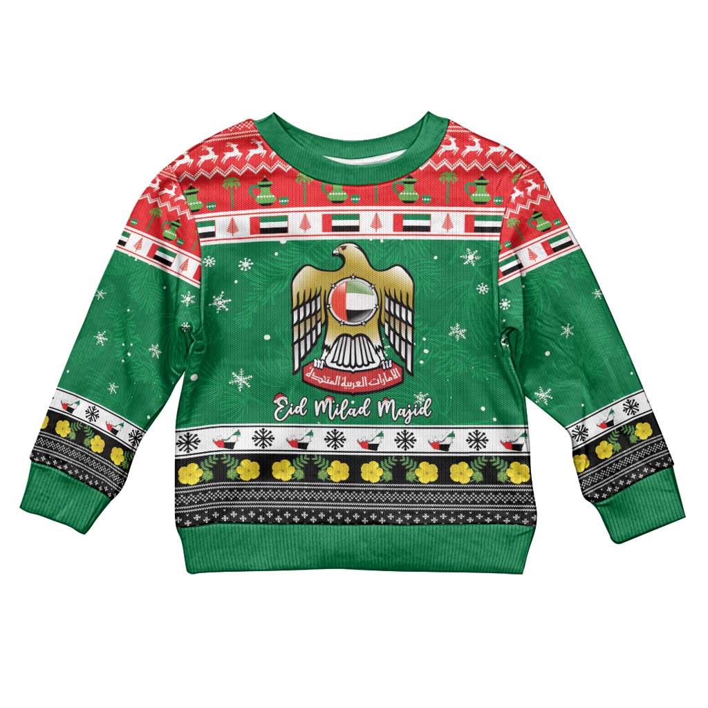 United Arab Emirates Christmas Kid Ugly Christmas Sweater Coat Of Arms Eid Milad Majid - Wonder Print Shop