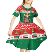 United Arab Emirates Christmas Kid Short Sleeve Dress Coat Of Arms Eid Milad Majid - Wonder Print Shop