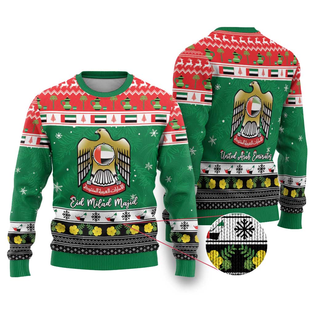 United Arab Emirates Christmas Ugly Christmas Sweater Coat Of Arms Eid Milad Majid - Wonder Print Shop