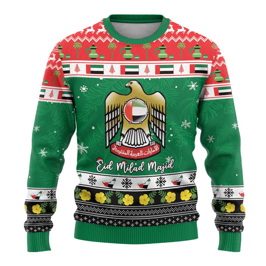 United Arab Emirates Christmas Ugly Christmas Sweater Coat Of Arms Eid Milad Majid - Wonder Print Shop