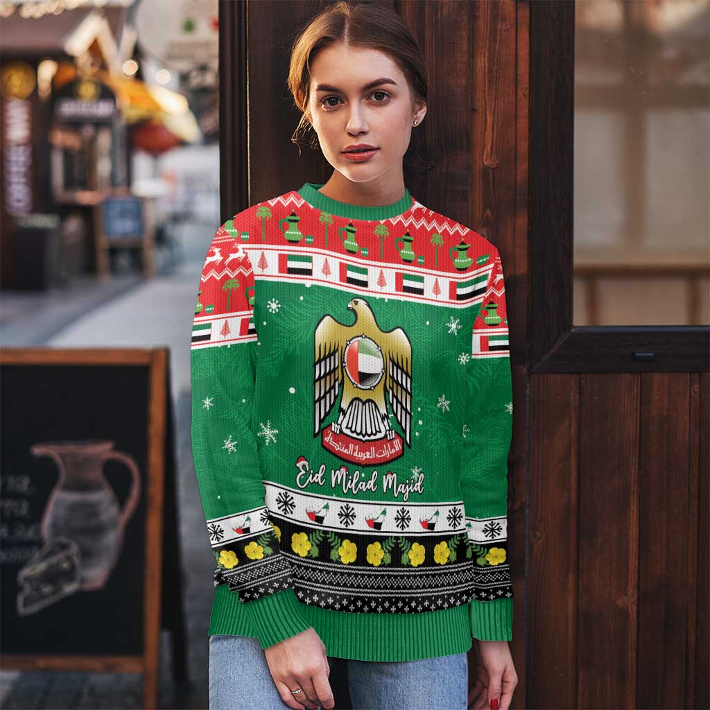 United Arab Emirates Christmas Ugly Christmas Sweater Coat Of Arms Eid Milad Majid - Wonder Print Shop