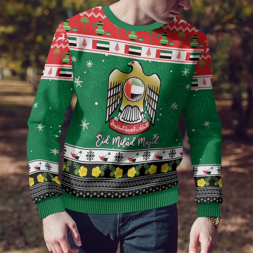 United Arab Emirates Christmas Ugly Christmas Sweater Coat Of Arms Eid Milad Majid - Wonder Print Shop