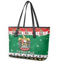 United Arab Emirates Christmas Leather Tote Bag Coat Of Arms Eid Milad Majid - Wonder Print Shop