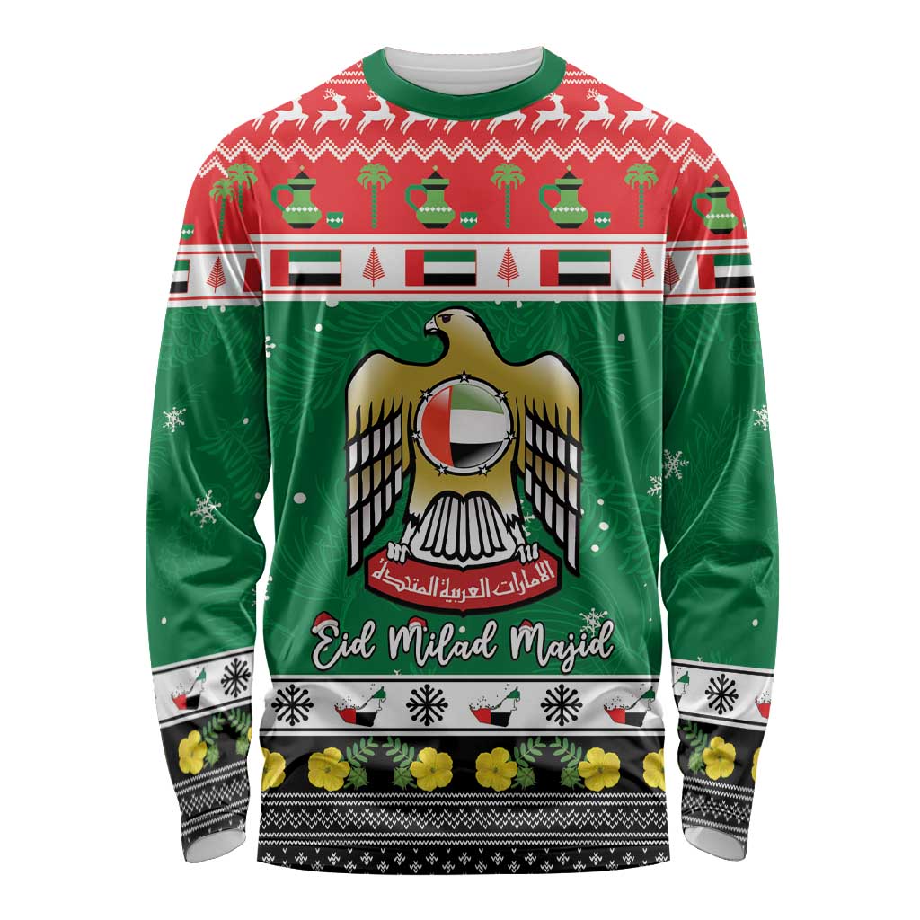 United Arab Emirates Christmas Long Sleeve Shirt Coat Of Arms Eid Milad Majid - Wonder Print Shop