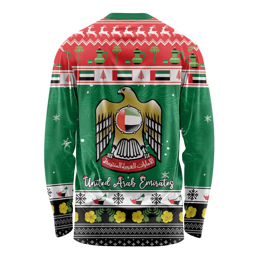 United Arab Emirates Christmas Long Sleeve Shirt Coat Of Arms Eid Milad Majid - Wonder Print Shop