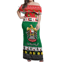 United Arab Emirates Christmas Off Shoulder Maxi Dress Coat Of Arms Eid Milad Majid - Wonder Print Shop