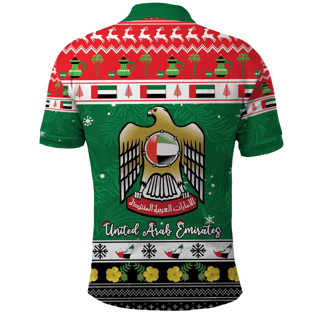 United Arab Emirates Christmas Polo Shirt Coat Of Arms Eid Milad Majid - Wonder Print Shop