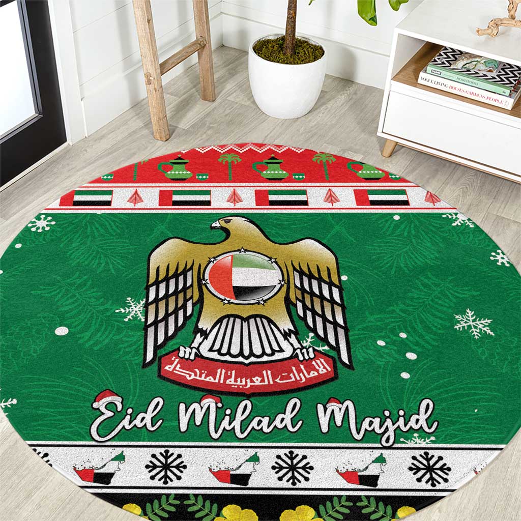 United Arab Emirates Christmas Round Carpet Coat Of Arms Eid Milad Majid