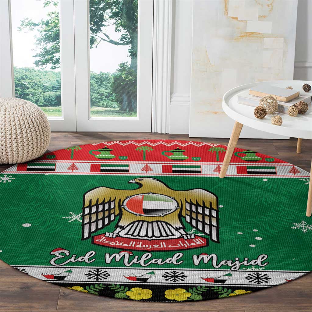 United Arab Emirates Christmas Round Carpet Coat Of Arms Eid Milad Majid