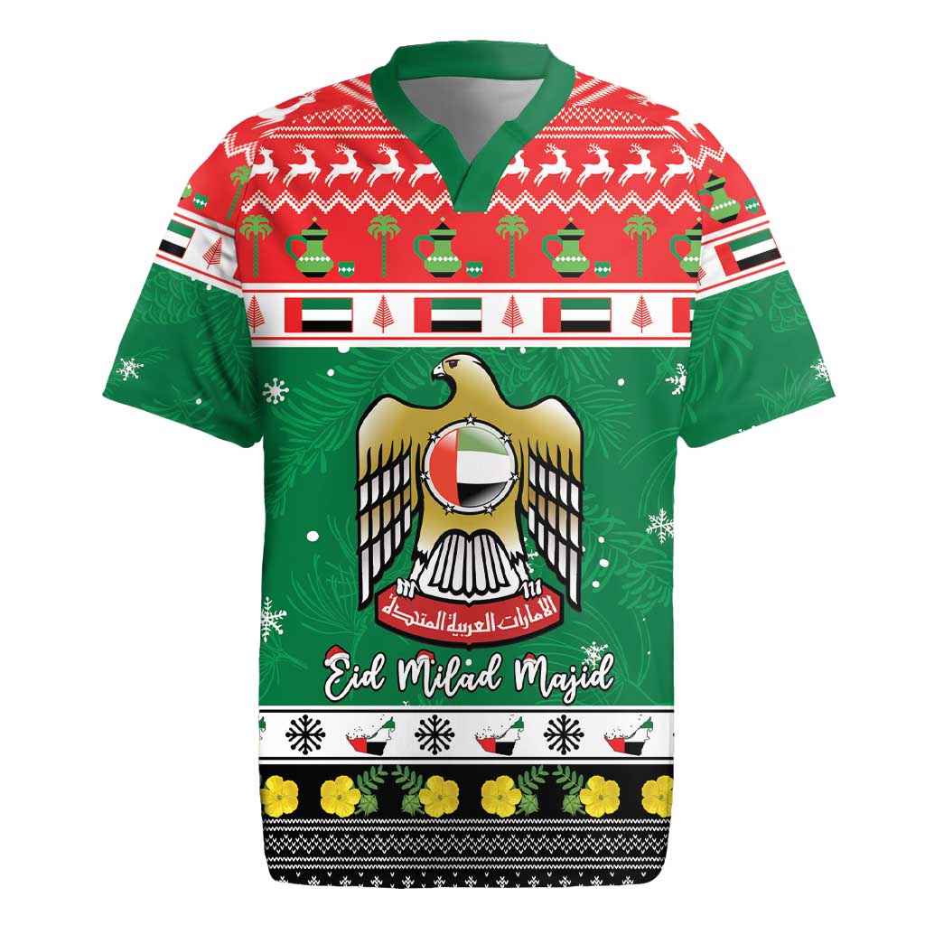 United Arab Emirates Christmas Rugby Jersey Coat Of Arms Eid Milad Majid - Wonder Print Shop