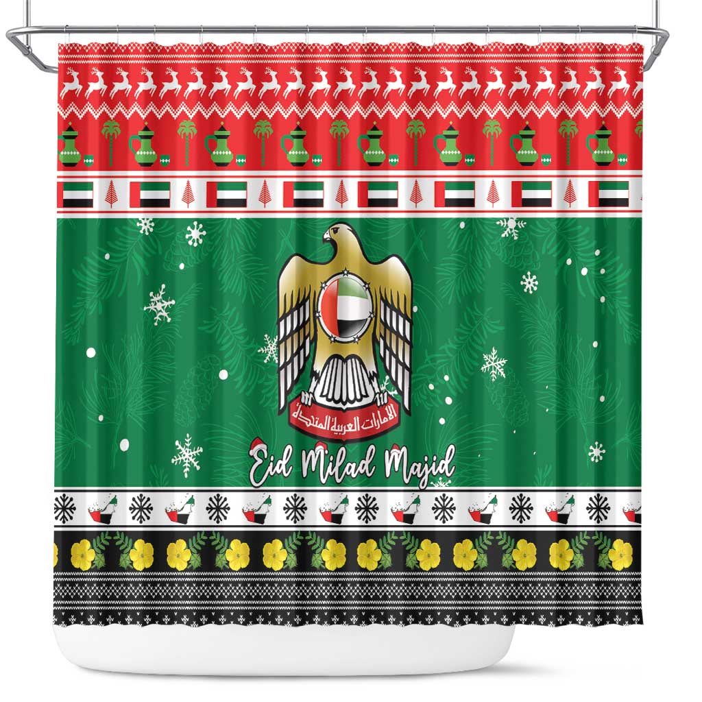 United Arab Emirates Christmas Shower Curtain Coat Of Arms Eid Milad Majid