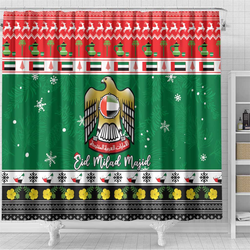 United Arab Emirates Christmas Shower Curtain Coat Of Arms Eid Milad Majid
