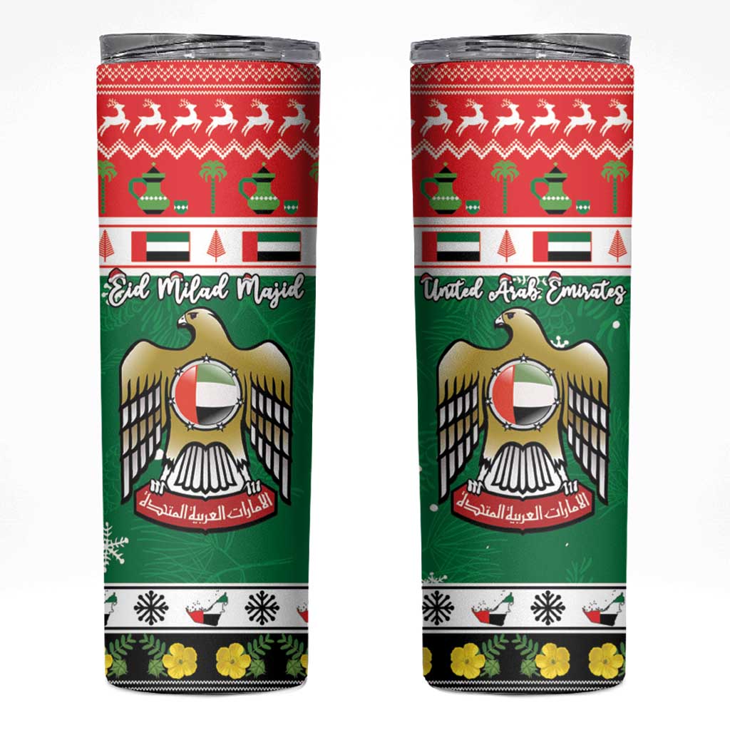 United Arab Emirates Christmas Skinny Tumbler Coat Of Arms Eid Milad Majid - Wonder Print Shop