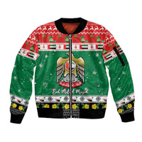 United Arab Emirates Christmas Sleeve Zip Bomber Jacket Coat Of Arms Eid Milad Majid - Wonder Print Shop