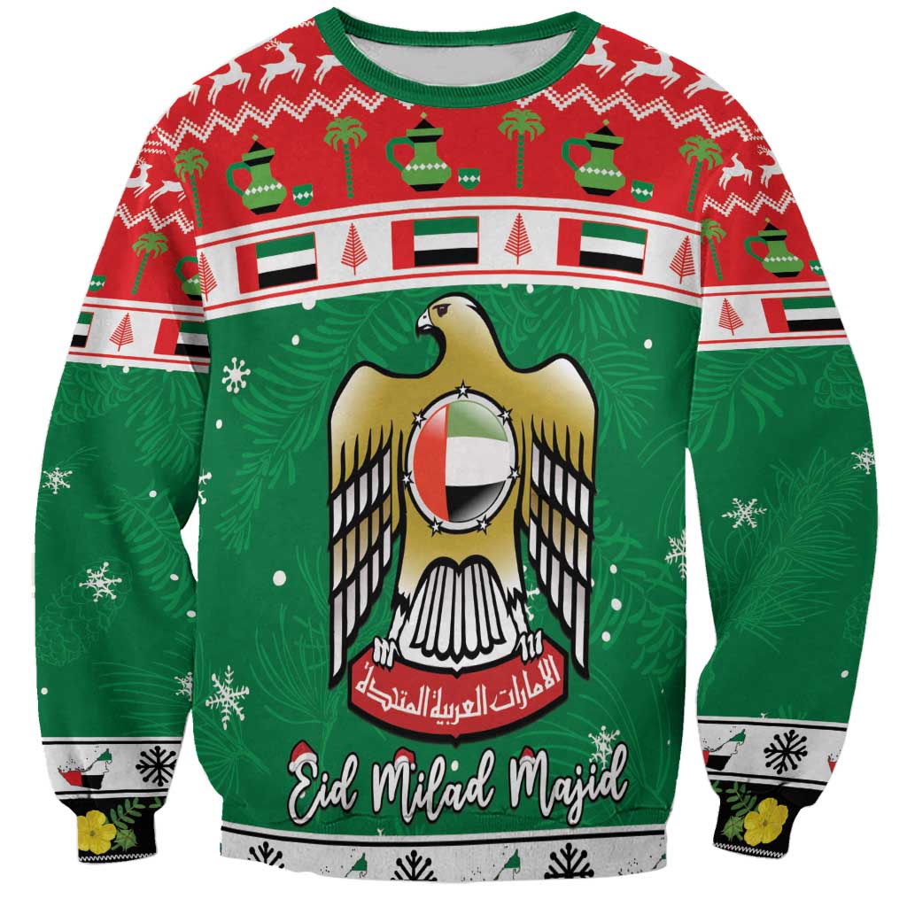 United Arab Emirates Christmas Sweatshirt Coat Of Arms Eid Milad Majid - Wonder Print Shop
