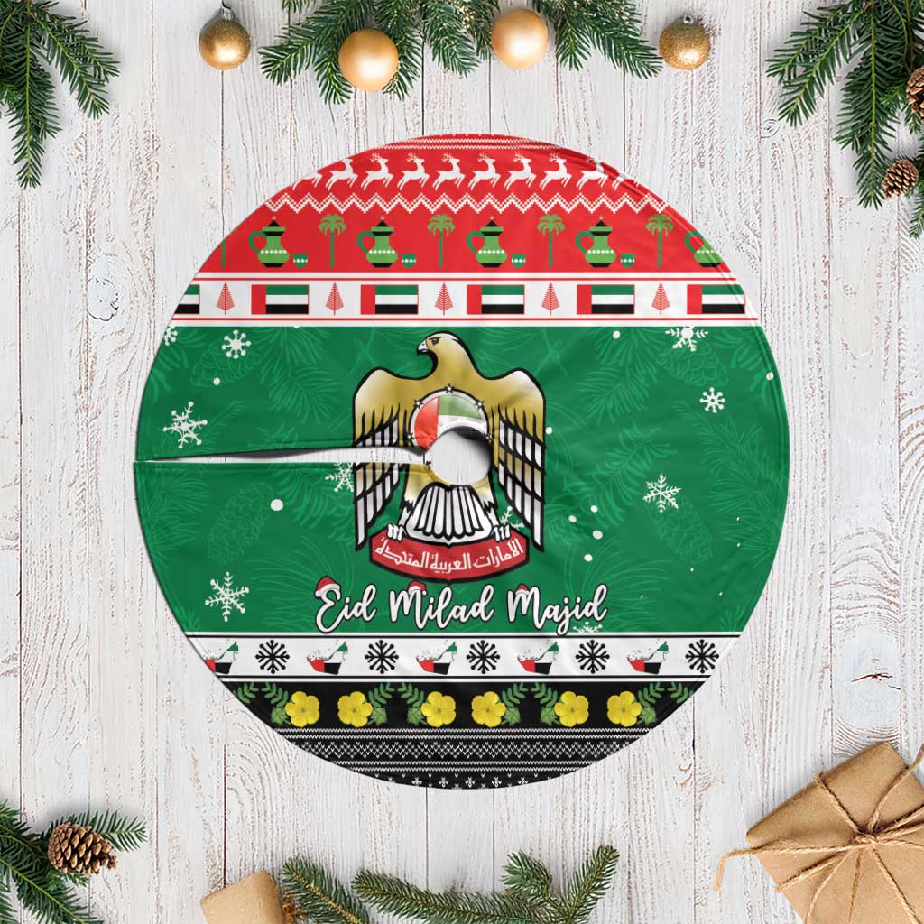 United Arab Emirates Christmas Tree Skirt Coat Of Arms Eid Milad Majid - Wonder Print Shop