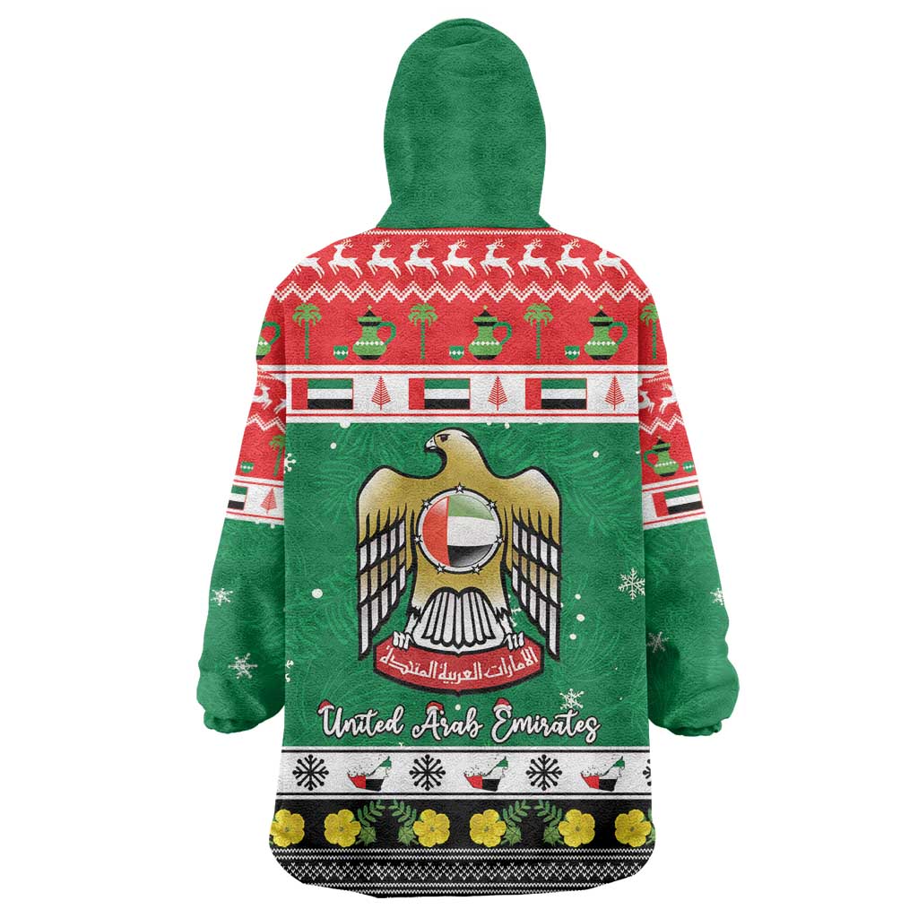 United Arab Emirates Christmas Wearable Blanket Hoodie Coat Of Arms Eid Milad Majid - Wonder Print Shop