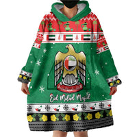 United Arab Emirates Christmas Wearable Blanket Hoodie Coat Of Arms Eid Milad Majid - Wonder Print Shop