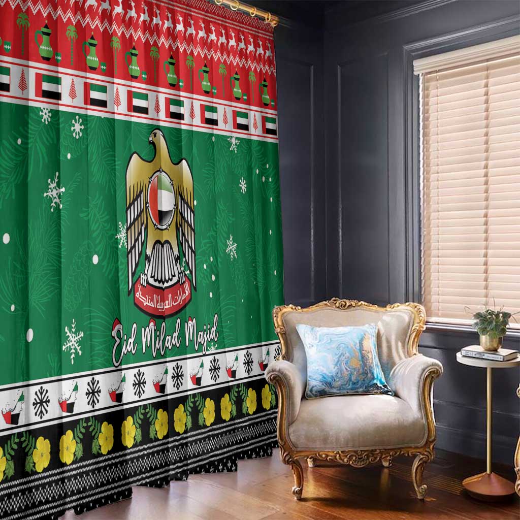 United Arab Emirates Christmas Window Curtain Coat Of Arms Eid Milad Majid - Wonder Print Shop