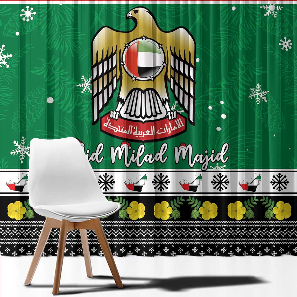United Arab Emirates Christmas Window Curtain Coat Of Arms Eid Milad Majid - Wonder Print Shop