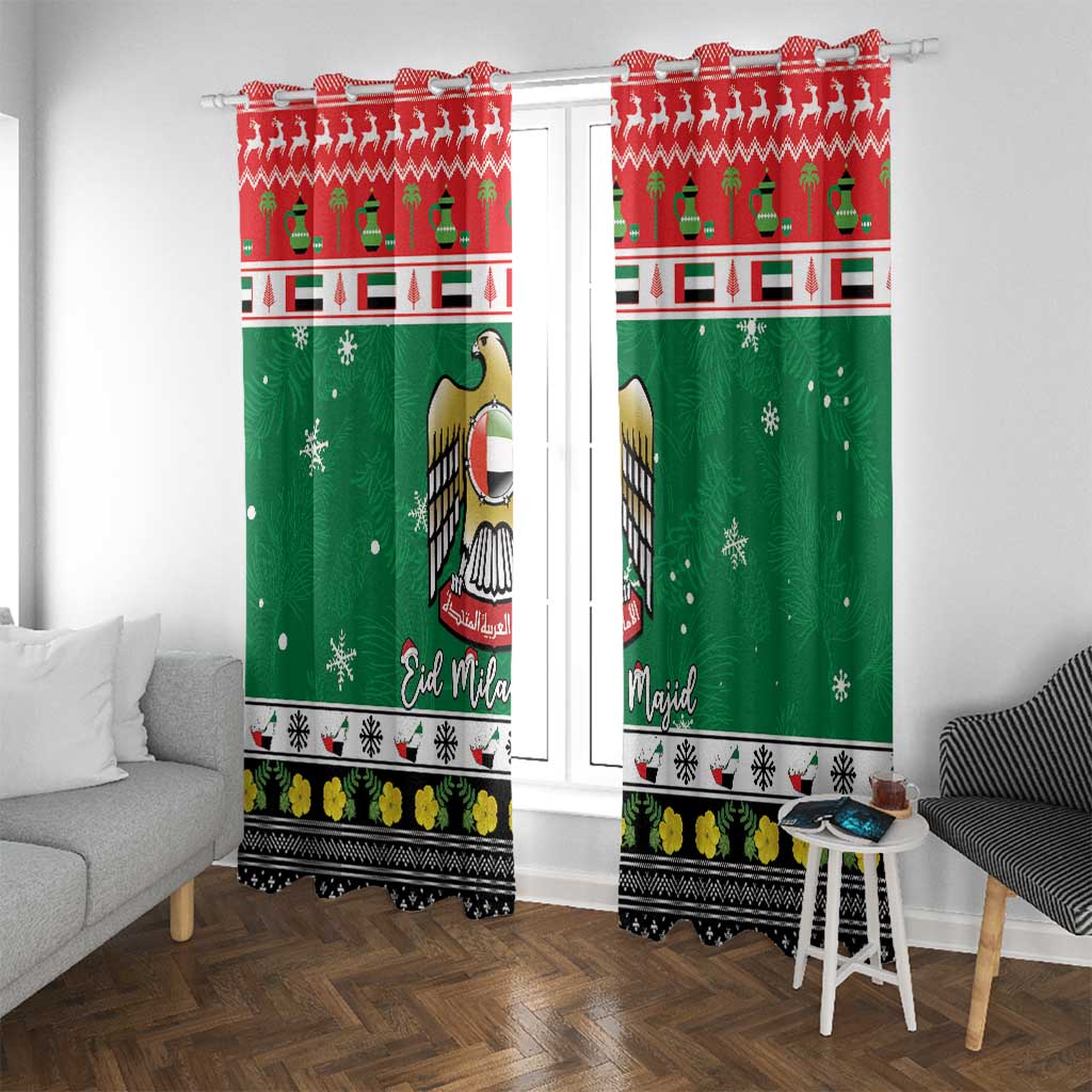 United Arab Emirates Christmas Window Curtain Coat Of Arms Eid Milad Majid - Wonder Print Shop