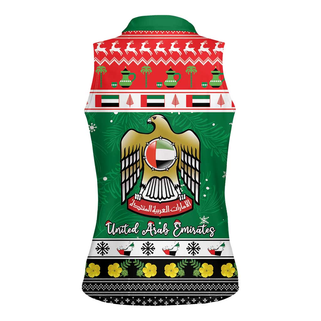 United Arab Emirates Christmas Women Sleeveless Polo Shirt Coat Of Arms Eid Milad Majid - Wonder Print Shop