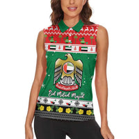 United Arab Emirates Christmas Women Sleeveless Polo Shirt Coat Of Arms Eid Milad Majid - Wonder Print Shop