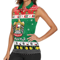 United Arab Emirates Christmas Women Sleeveless Polo Shirt Coat Of Arms Eid Milad Majid - Wonder Print Shop