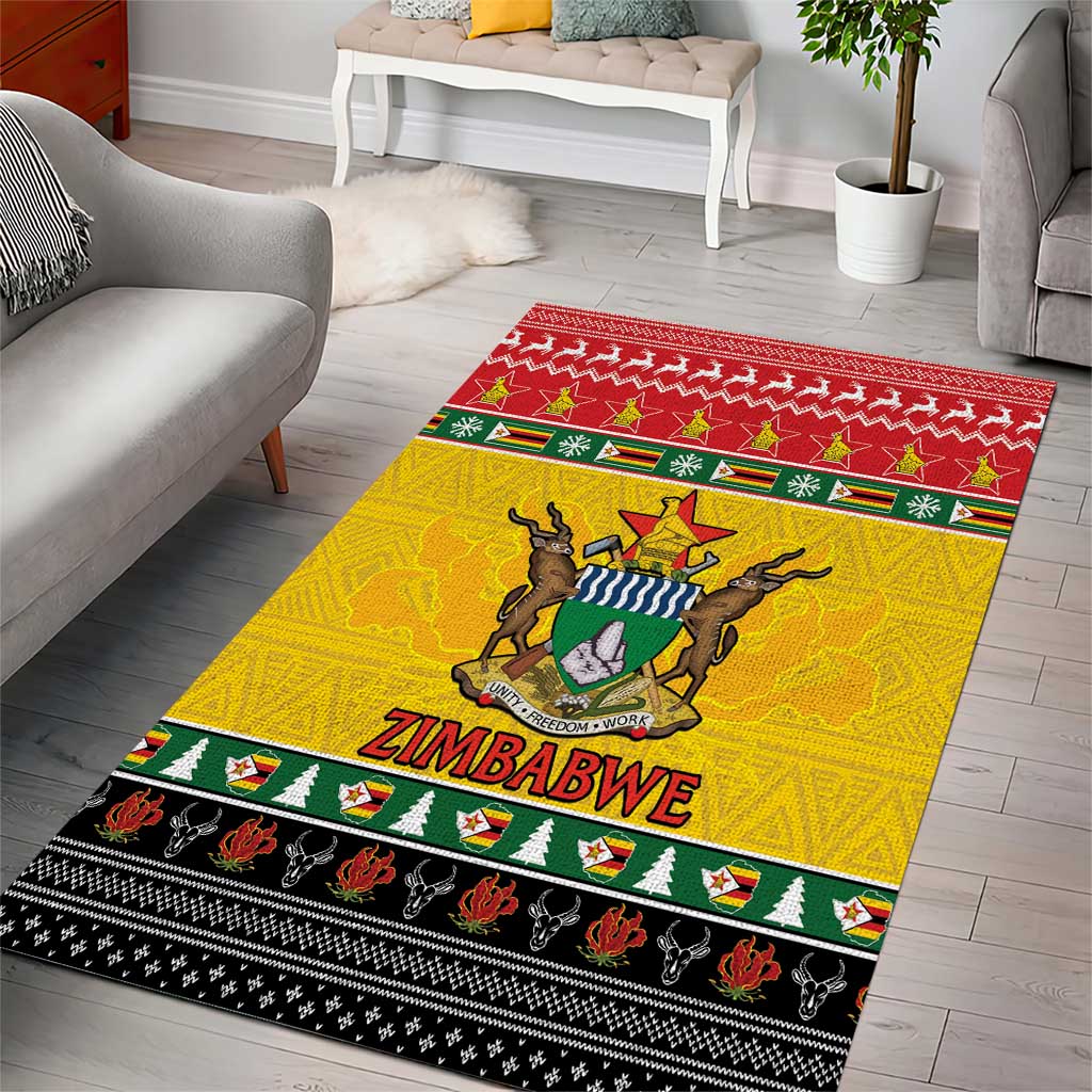 Zimbabwe Christmas Area Rug Coat Of Arms Muve neKisimusi - Wonder Print Shop