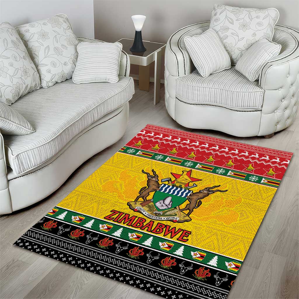 Zimbabwe Christmas Area Rug Coat Of Arms Muve neKisimusi - Wonder Print Shop