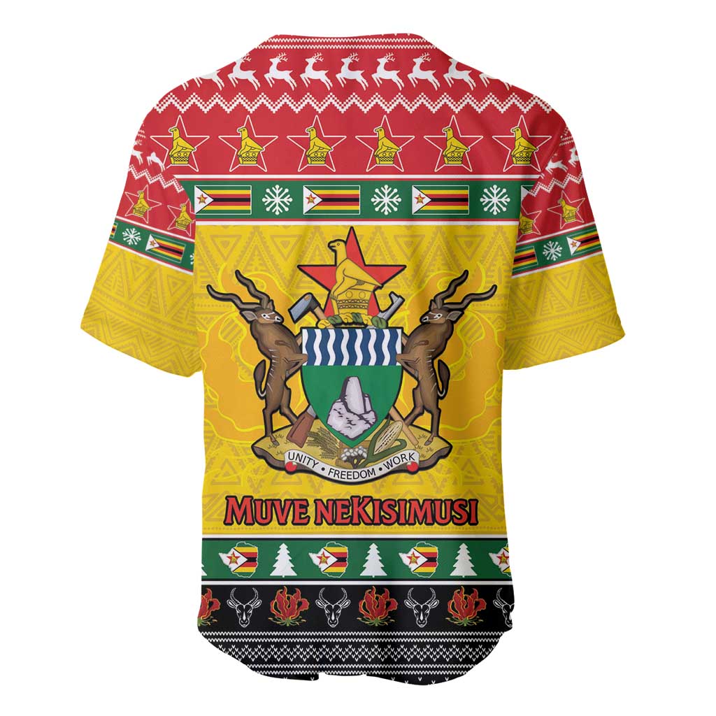 Zimbabwe Christmas Baseball Jersey Coat Of Arms Muve neKisimusi - Wonder Print Shop