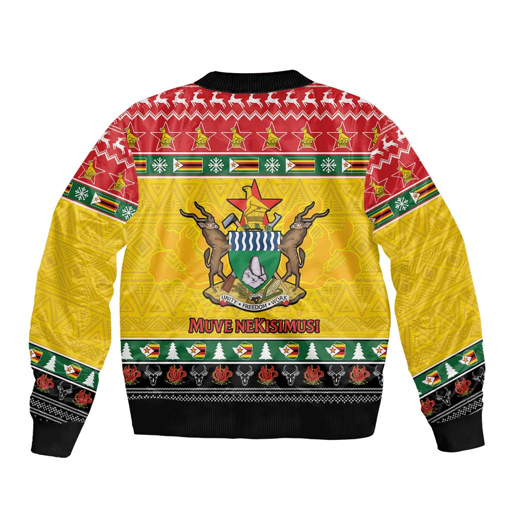 Zimbabwe Christmas Bomber Jacket Coat Of Arms Muve neKisimusi - Wonder Print Shop
