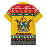 Zimbabwe Christmas Family Matching Off The Shoulder Long Sleeve Dress and Hawaiian Shirt Coat Of Arms Muve neKisimusi - Wonder Print Shop